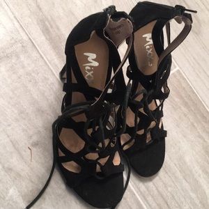 Black strap heels